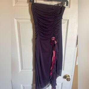 Elegant Purple Strapless Dress with Pink Accents